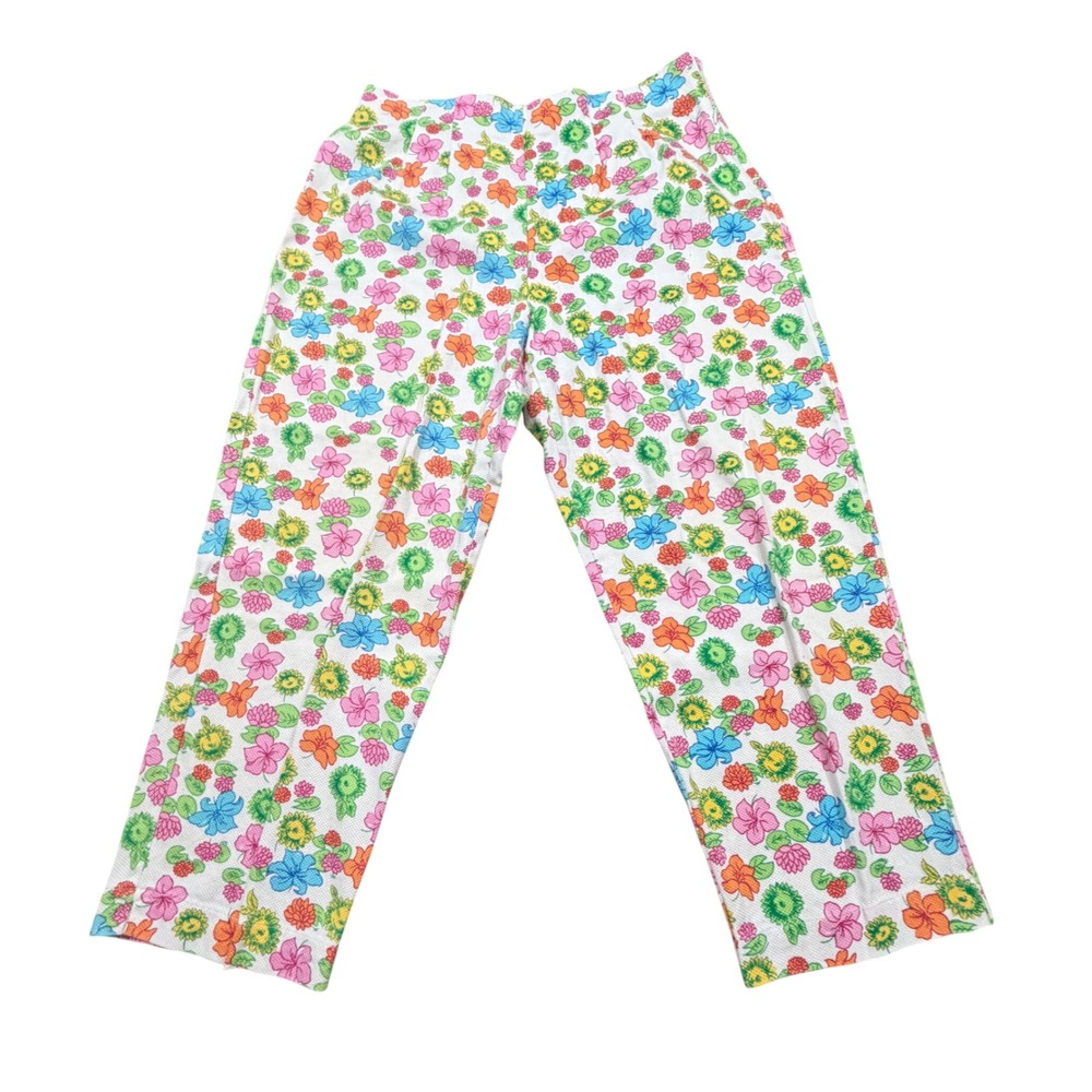 Stonebridge Floral Crop Pants Womens 14P Petite High Waist‎ Tropical Multi Color